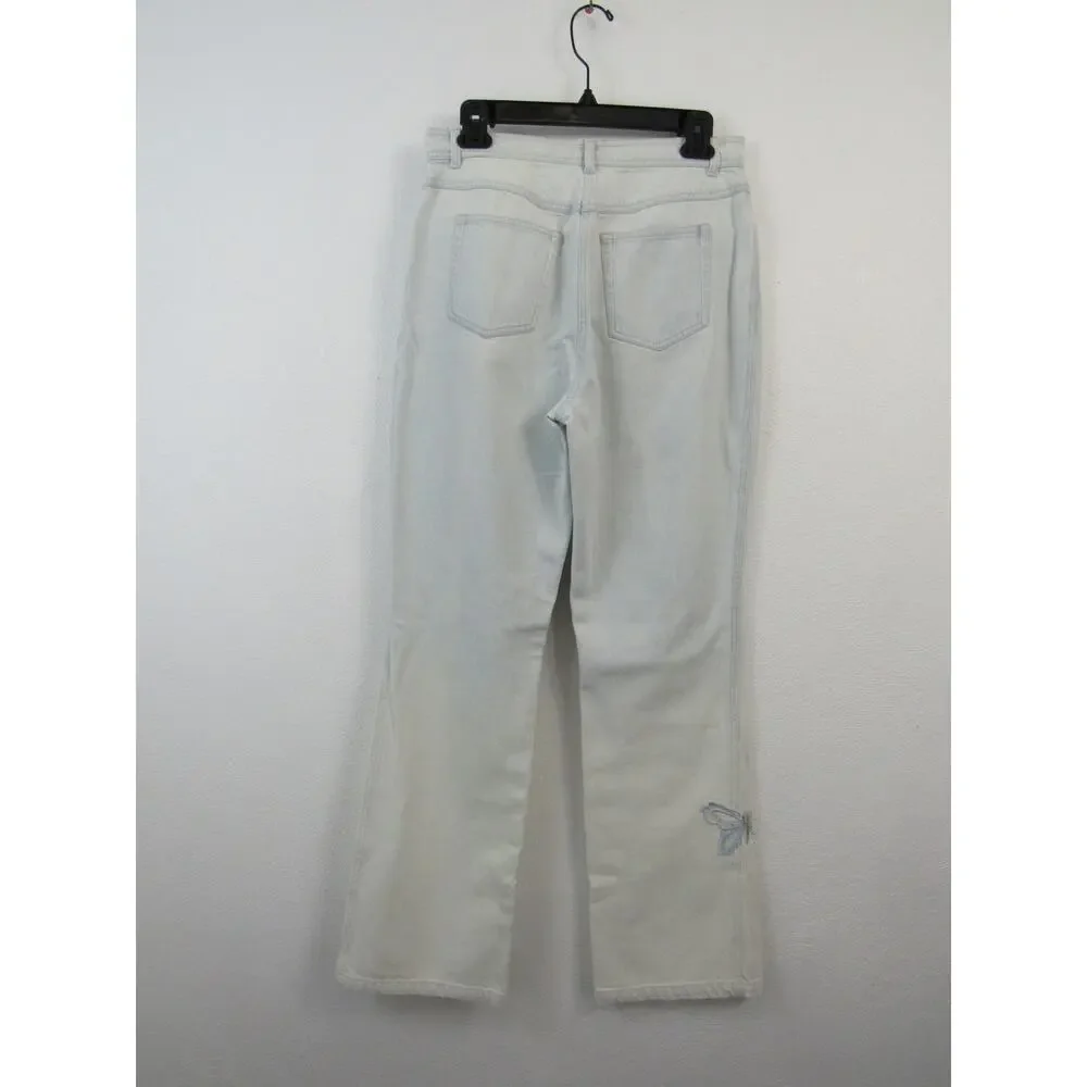 Together Size 10 Light Wash Denim Jeans Embroidered Butterflies Straight Leg